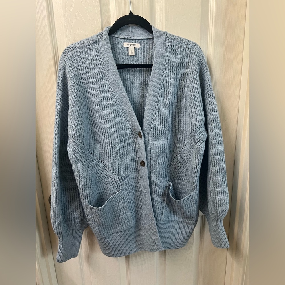 Nine West Light Blue Knit Cardigan XL